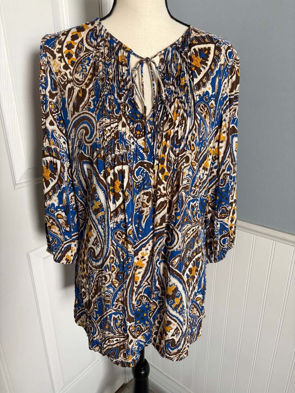 Anne Klein New York Silk Blend Paisley Tunic Top